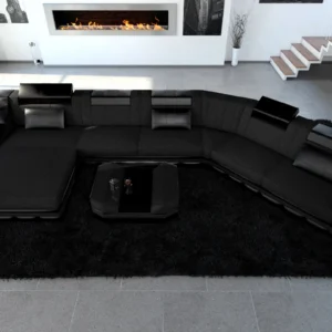 Webstoff Wohnlandschaft Treviano mit Ottomane C-Form XL Mini