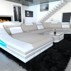 Webstoff Wohnlandschaft Treviano mit Ottomane C-Form XL Mini