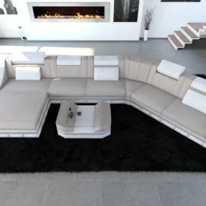Webstoff Wohnlandschaft Treviano mit Ottomane C-Form XL Mini