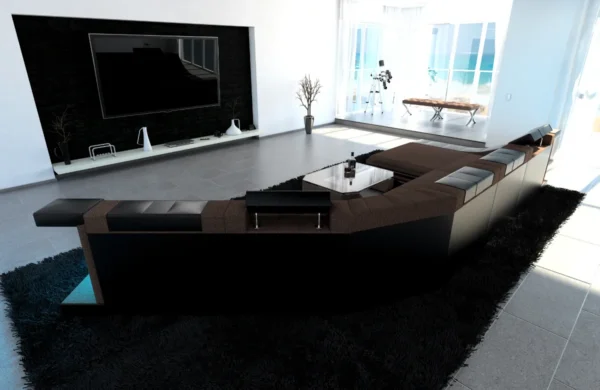 Webstoff Wohnlandschaft Treviano mit Ottomane C-Form XL Mini – Bild 18