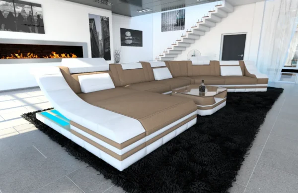 Mikrofaser Wohnlandschaft Treviano mit Ottomane C-Form XL – Bild 25
