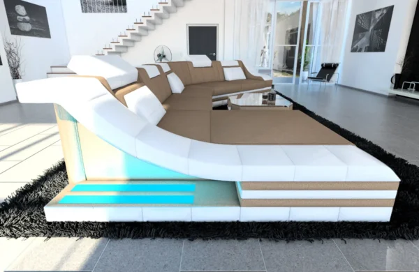 Mikrofaser Wohnlandschaft Treviano mit Ottomane C-Form XL – Bild 26