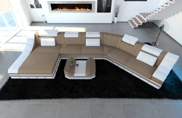 Mikrofaser Wohnlandschaft Treviano mit Ottomane C-Form XL – Bild 27