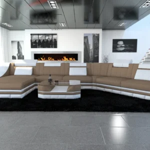 Mikrofaser Wohnlandschaft Treviano mit Ottomane C-Form XL