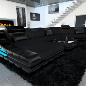 Mikrofaser Wohnlandschaft Treviano mit Ottomane C-Form XL