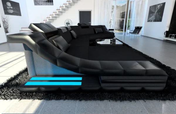Mikrofaser Wohnlandschaft Treviano mit Ottomane C-Form XL – Bild 8