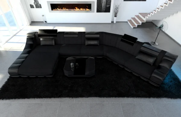Mikrofaser Wohnlandschaft Treviano mit Ottomane C-Form XL – Bild 9