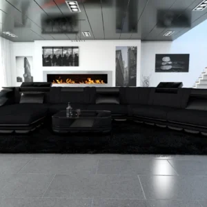 Mikrofaser Wohnlandschaft Treviano mit Ottomane C-Form XL