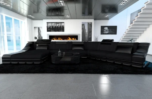 Mikrofaser Wohnlandschaft Treviano mit Ottomane C-Form XL – Bild 10