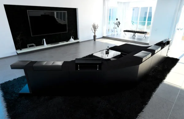 Mikrofaser Wohnlandschaft Treviano mit Ottomane C-Form XL – Bild 12