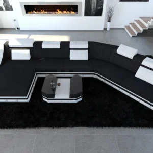 Mikrofaser Wohnlandschaft Treviano mit Ottomane C-Form XL