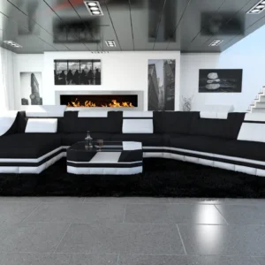 Mikrofaser Wohnlandschaft Treviano mit Ottomane C-Form XL
