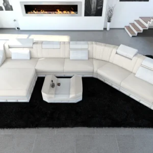 Mikrofaser Wohnlandschaft Treviano mit Ottomane C-Form XL