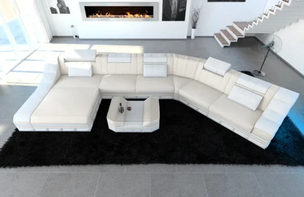 Mikrofaser Wohnlandschaft Treviano mit Ottomane C-Form XL – Bild 3