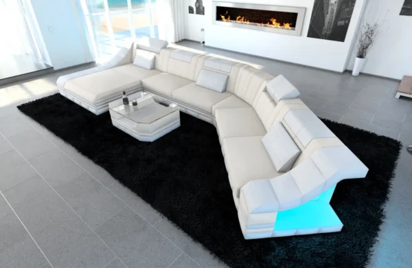 Mikrofaser Wohnlandschaft Treviano mit Ottomane C-Form XL – Bild 5