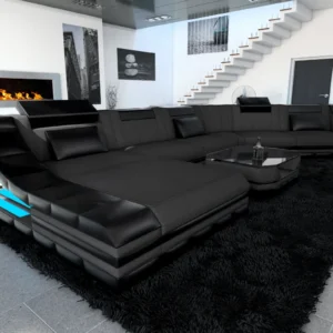 Mikrofaser Wohnlandschaft Treviano mit Ottomane C-Form XL