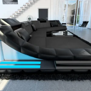 Mikrofaser Wohnlandschaft Treviano mit Ottomane C-Form XL