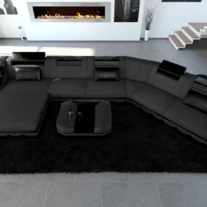 Mikrofaser Wohnlandschaft Treviano mit Ottomane C-Form XL