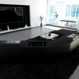 Mikrofaser Wohnlandschaft Treviano mit Ottomane C-Form XL