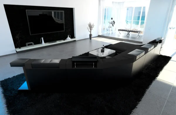 Mikrofaser Wohnlandschaft Treviano mit Ottomane C-Form XL – Bild 24
