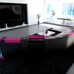 Kunstleder Wohnlandschaft Treviano mit Ottomane C-Form XL Mini