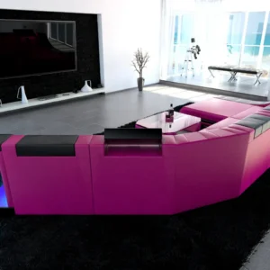 Kunstleder Wohnlandschaft Treviano mit Ottomane C-Form XL Mini