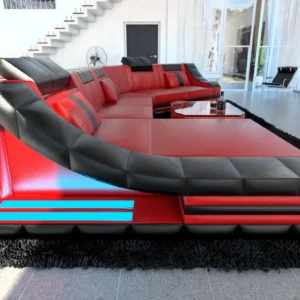 Kunstleder Wohnlandschaft Treviano mit Ottomane C-Form XL Mini