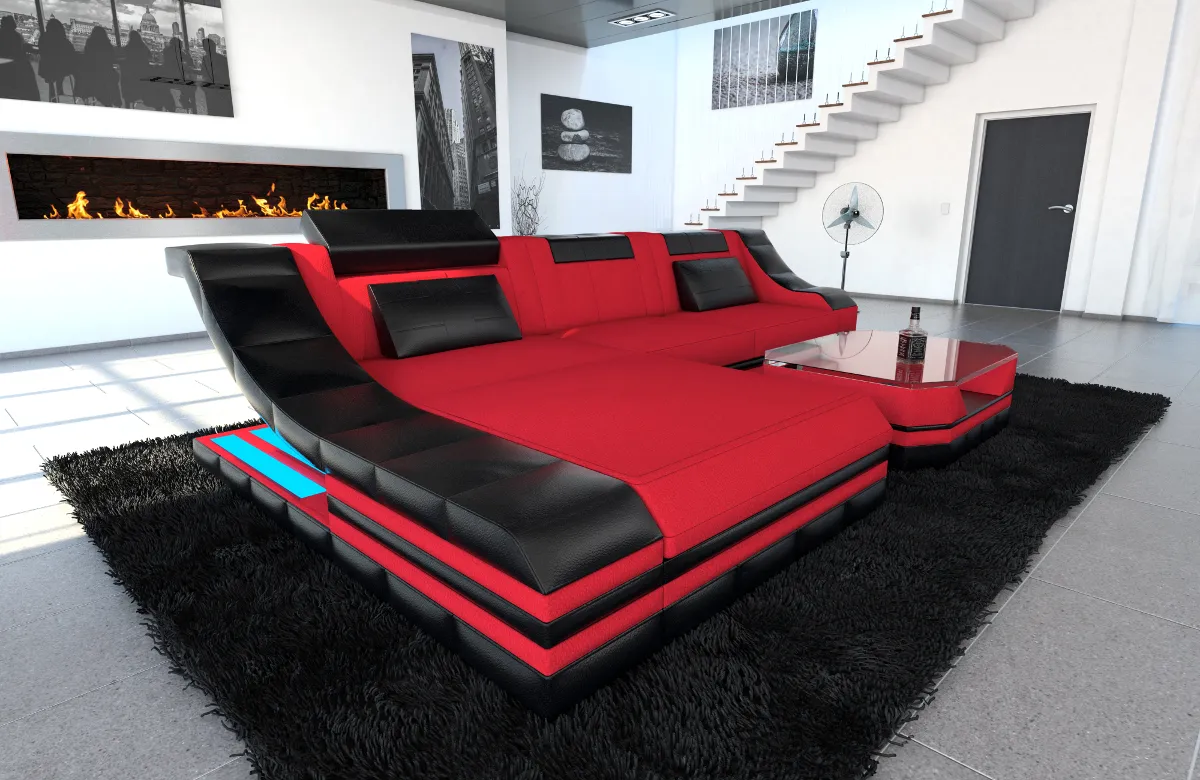 Mikrofaser Ecksofa Treviano mit Ottomane L-Form S Mini