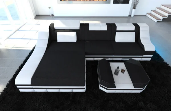 Mikrofaser Ecksofa Treviano mit Ottomane L-Form S Mini – Bild 15