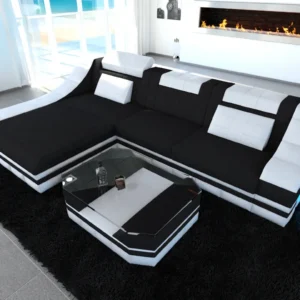 Mikrofaser Ecksofa Treviano mit Ottomane L-Form S Mini