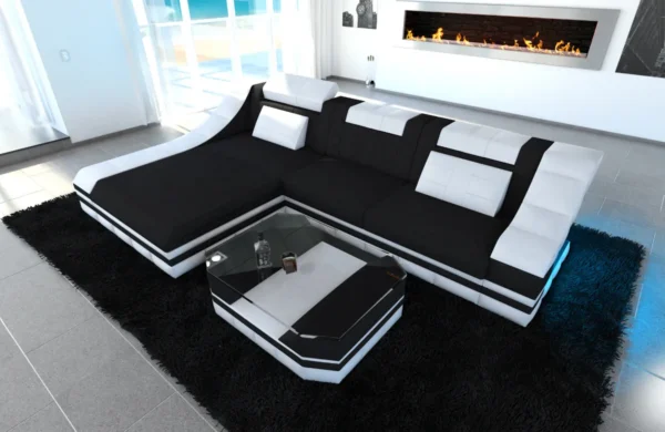 Mikrofaser Ecksofa Treviano mit Ottomane L-Form S Mini – Bild 17