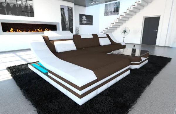 Mikrofaser Ecksofa Treviano mit Ottomane L-Form S Mini – Bild 19