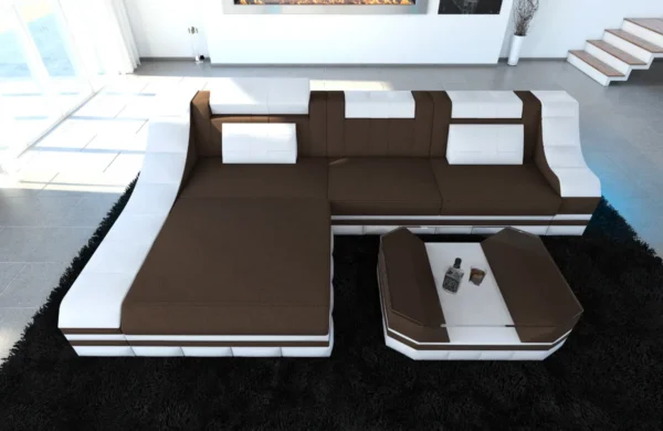 Mikrofaser Ecksofa Treviano mit Ottomane L-Form S Mini – Bild 21