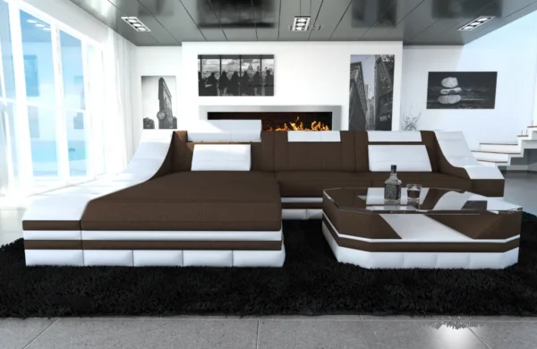 Mikrofaser Ecksofa Treviano mit Ottomane L-Form S Mini – Bild 22