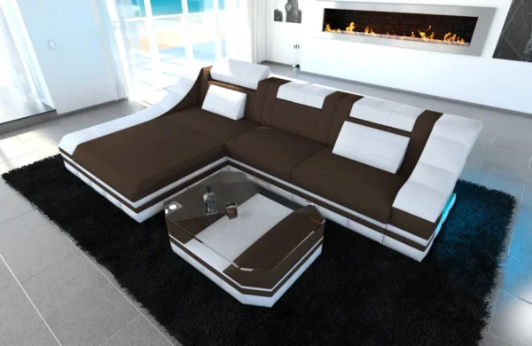Mikrofaser Ecksofa Treviano mit Ottomane L-Form S Mini – Bild 23