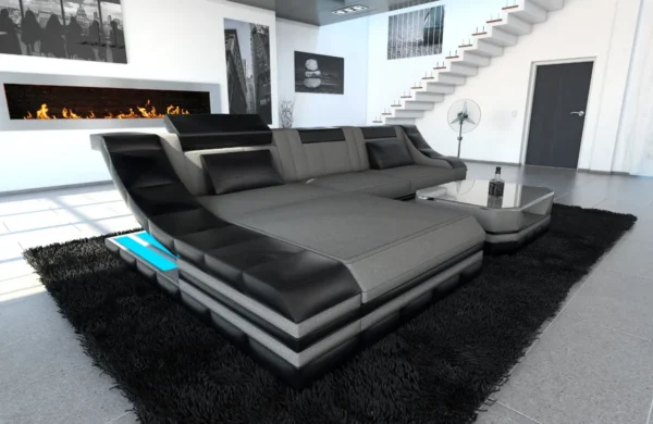 Mikrofaser Ecksofa Treviano mit Ottomane L-Form S Mini – Bild 25