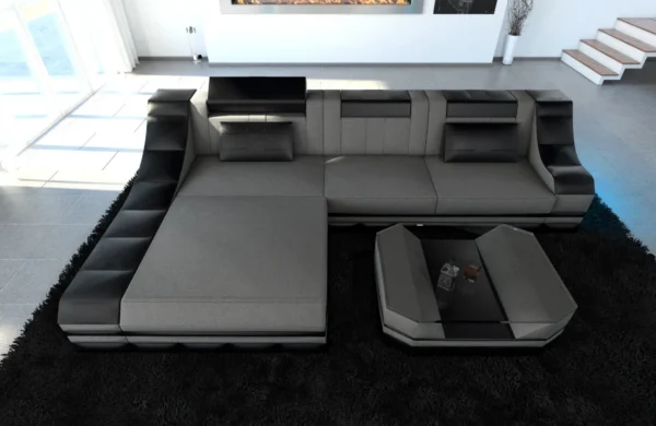 Mikrofaser Ecksofa Treviano mit Ottomane L-Form S Mini – Bild 27