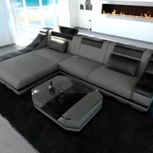 Mikrofaser Ecksofa Treviano mit Ottomane L-Form S Mini