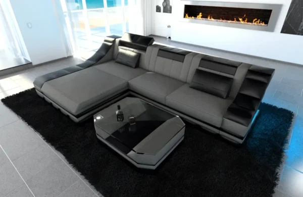 Mikrofaser Ecksofa Treviano mit Ottomane L-Form S Mini – Bild 29