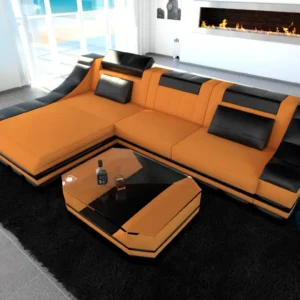 Mikrofaser Ecksofa Treviano mit Ottomane L-Form S Mini