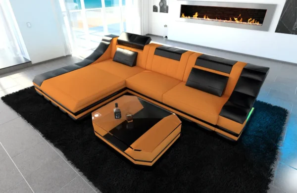 Mikrofaser Ecksofa Treviano mit Ottomane L-Form S Mini – Bild 11