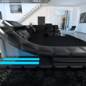 Mikrofaser Wohnlandschaft Treviano mit Ottomane U-Form L Mini