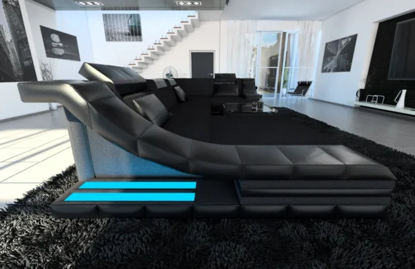 Mikrofaser Wohnlandschaft Treviano mit Ottomane U-Form L Mini – Bild 14