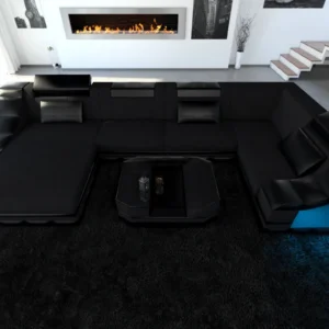 Mikrofaser Wohnlandschaft Treviano mit Ottomane U-Form L Mini