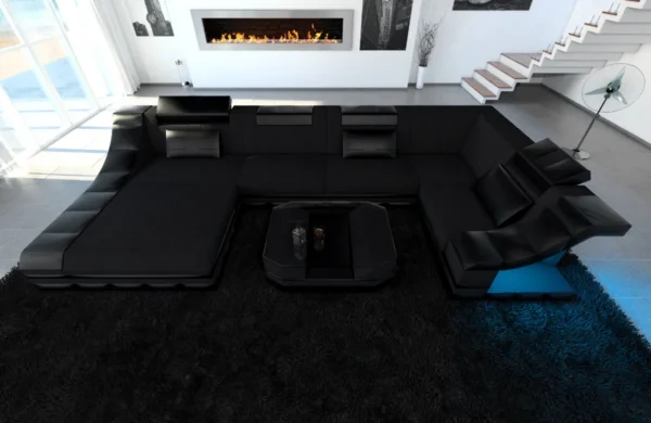 Mikrofaser Wohnlandschaft Treviano mit Ottomane U-Form L Mini – Bild 15