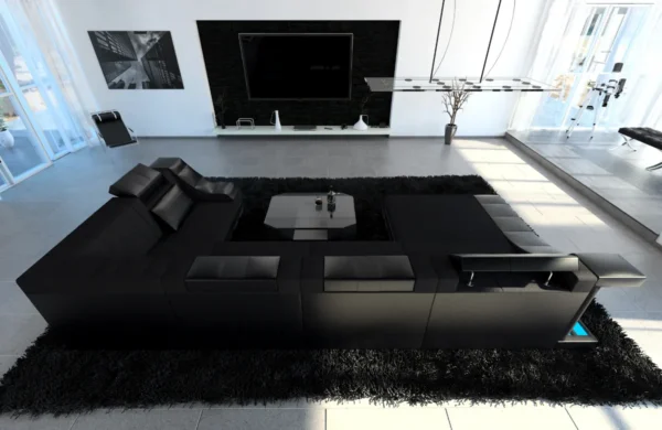 Mikrofaser Wohnlandschaft Treviano mit Ottomane U-Form L Mini – Bild 18