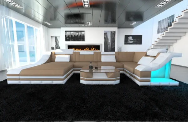 Mikrofaser Wohnlandschaft Treviano mit Ottomane U-Form L Mini – Bild 10