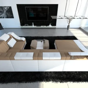 Mikrofaser Wohnlandschaft Treviano mit Ottomane U-Form L Mini