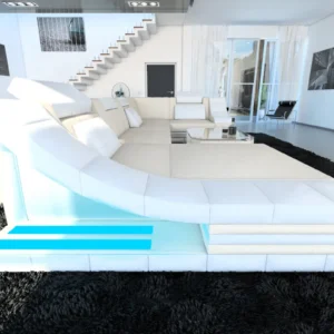 Mikrofaser Wohnlandschaft Treviano mit Ottomane U-Form L Mini