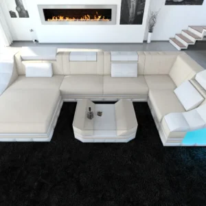 Mikrofaser Wohnlandschaft Treviano mit Ottomane U-Form L Mini